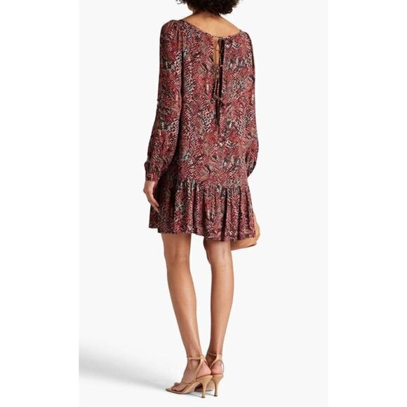 Nicholas Devan gathered snake-print crepe mini dress size 4 - Picture 3 of 16